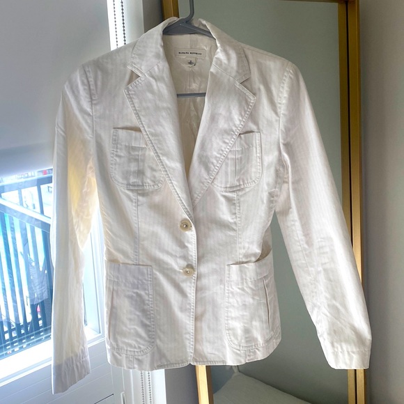 Banana republic white gray pin strip blazer size 2 - Picture 1 of 3